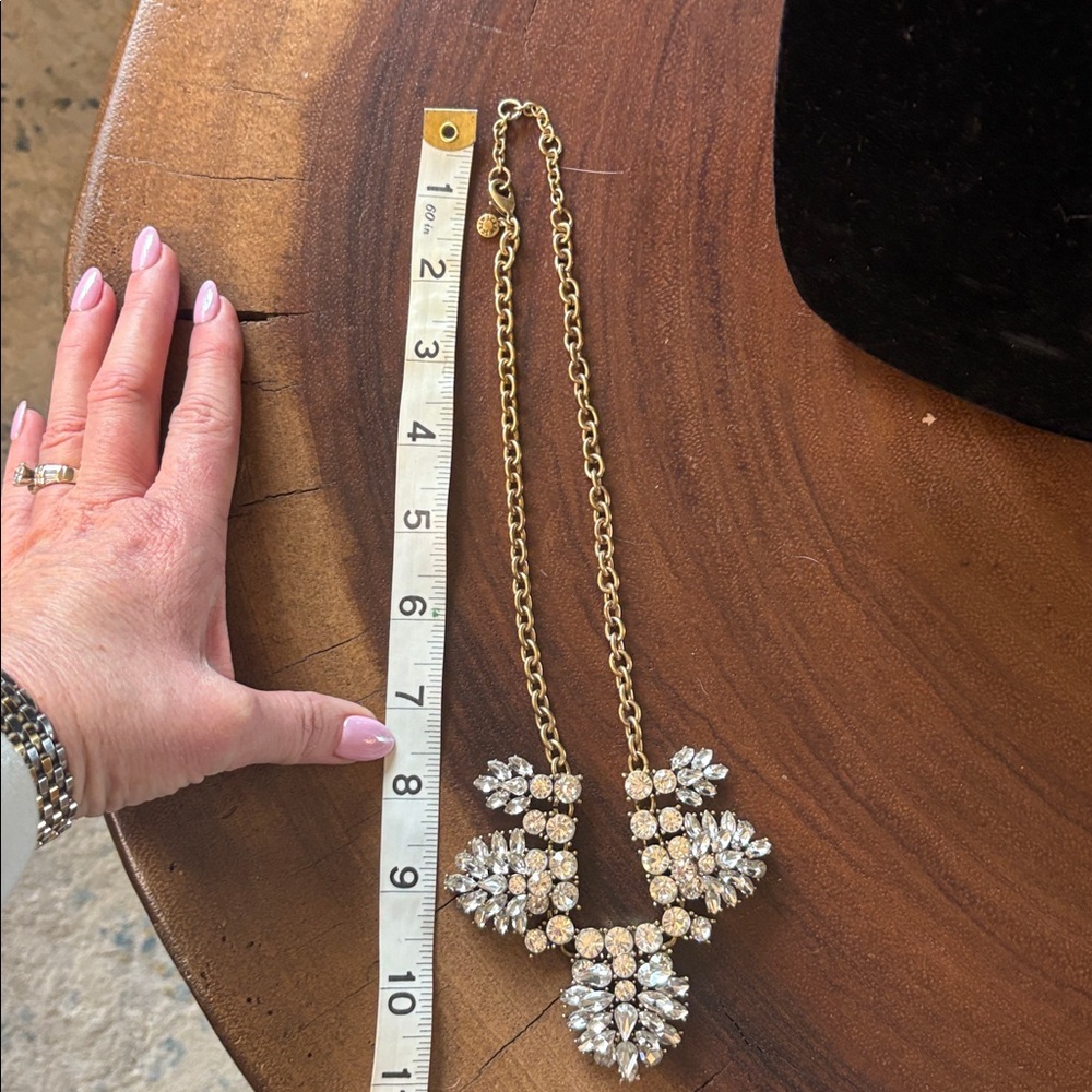 J.Crew Vintage Crystal Statement Necklace – Gold Tone Rhinestone Bib - Picture 5 of 6